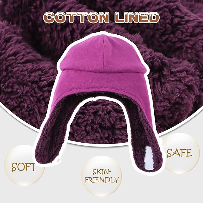 Bear Baby Winter Hat Toddler Earflap Beanie Unisex Infant Snow Cap Warm Fleece Kids Trapper Hats for Girls Boys 0-36M