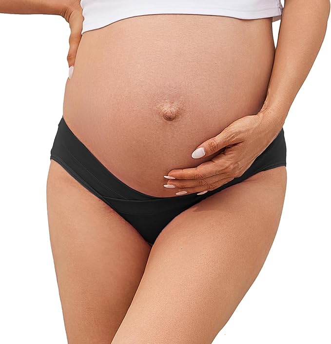 Molasus Cotton Crossover Maternity Underwear Under Bump Pregnancy Bikinis Panties