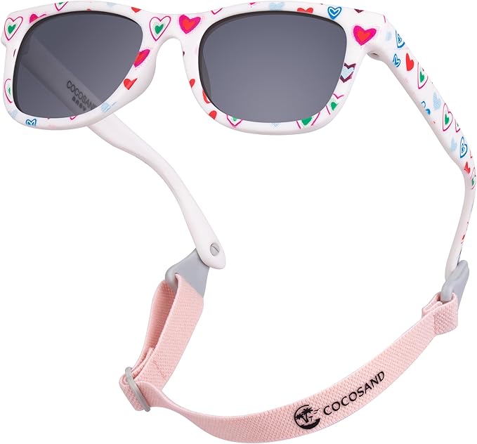 COCOSAND Flexible Baby Sunglasses with Strap Polarized UV Protection for Toddler Infant Newborn Boy Girl Age 0-24 Months