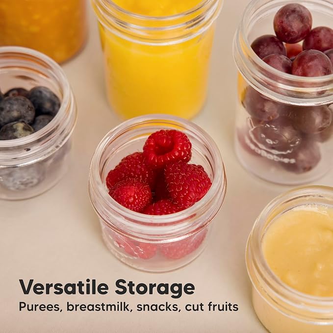 KeaBabies 4pk 8oz & 4pk 4oz Glass Baby Food Containers with Lids - Leak-Proof,Microwavable Small Glass Jars,Baby Purees & Toddler Snack Storage Containers,BPA-Free,Dishwasher & Freezer Safe(Musk Dusk)
