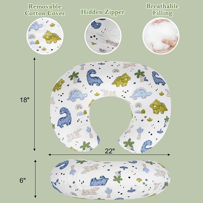 Nursing Pillow & Breastfeeding Pillow – Ergonomic C-Shape for Breastfeeding & Bottle Feeding, Standard Size Breathable with Washable Cover, Hypoallergenic,Tummy Time & Sitting Support (0-18Months)