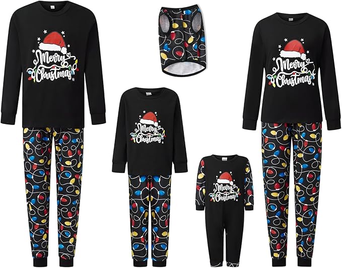 Awoscut Christmas Family Matching Pajamas Christmas Pjs Holiday Nightwear Sleepwear Sets Long Sleeve Pjs