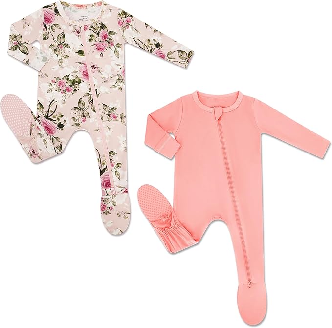 HAPIU Rayon from Bamboo Baby Footed Pajamas, 2 Way Zipper YKK, Footie for Baby Boy Girls, Newborn-24 Months