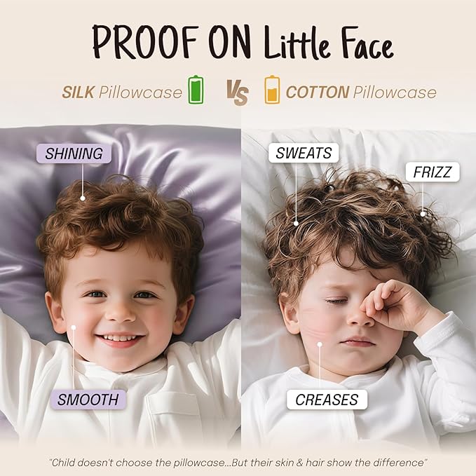 OLESILK 100% Mulberry Silk Toddler Pillowcase for Hair and Skin, Both Sides 19 Momme Pure Natural Silk Travel Pillow Cases with Hidden Zipper, 13"x 18", Light Blue