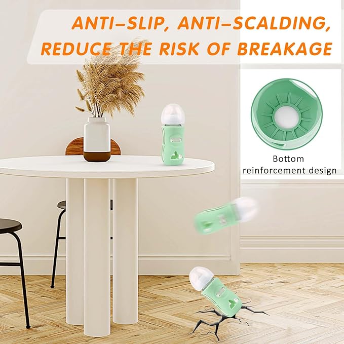 Silicone Sleeves for Avent Glass Natural Baby Bottle,3 Pack Bottles Shatter Proof Bottle Covers,Anti Flow Holder Compatible Baby Bottle 8 oz,BPA Free (Grey+Blue+Green)
