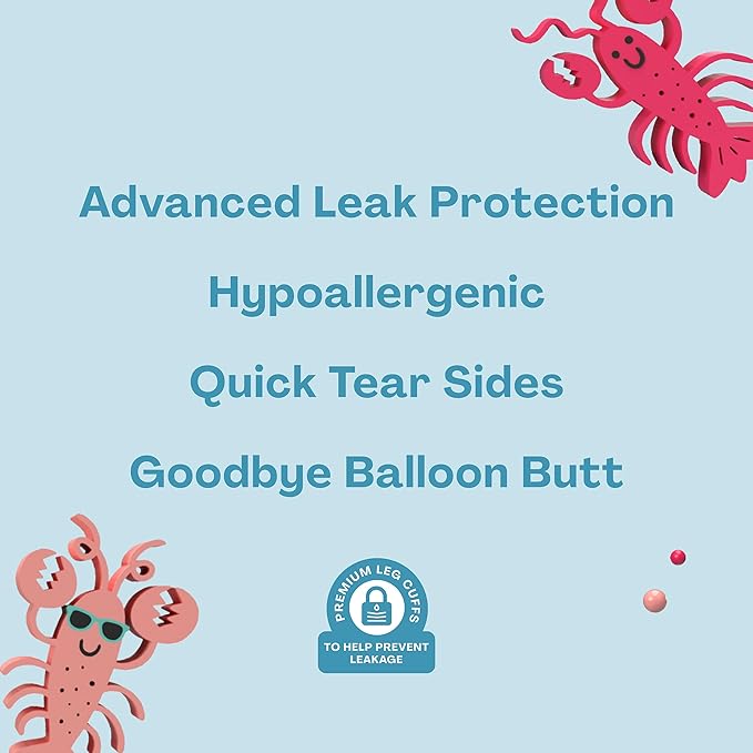 Hello Bello Premium Swim Diapers, Size S (16-28 lbs), Cute Extra-Bright Lobster Designs, 20 Count Jumbo Pack (Pack of 4)