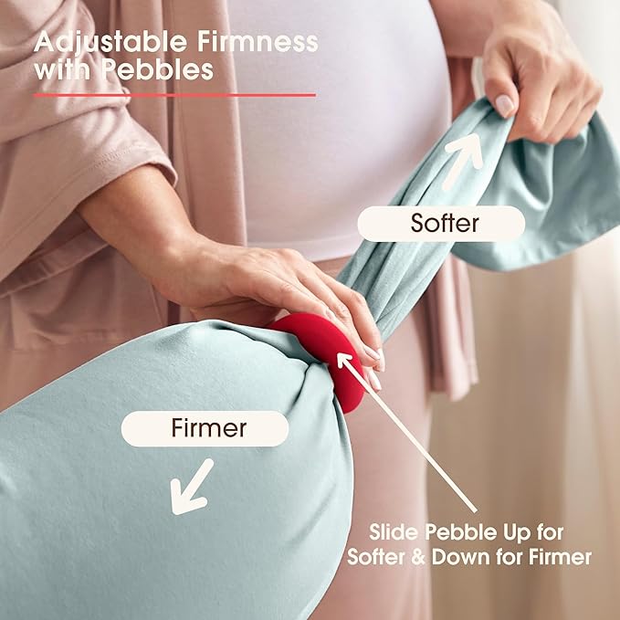 bbhugme Adjustable Pregnancy Pillow – Full Body Support for Side Sleeping - Adjustable Firmness and Shape - Supports Back, Legs, Belly, HIPS for Pregnant Women - Removable Cover - Eucalyptus