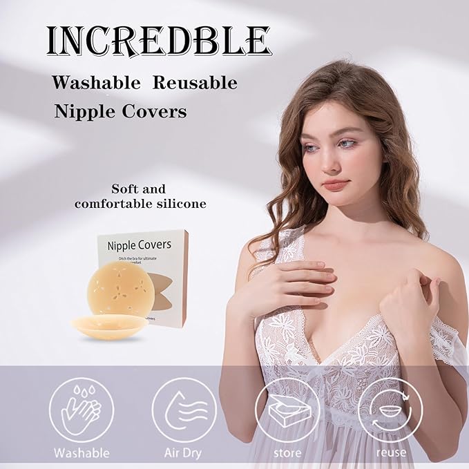 Nipple Covers for Women Reusable Silicone – 3 Pairs Silicone Pasties, Breathable & Sweatproof, with Portable Travel Case