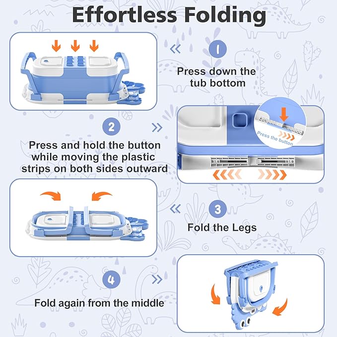 TPN Collapsible Baby Bathtub, Baby Bath Tub with Soft Cushion & Real-Time Thermometer, Baby Bathtub Infant to Toddler Tub (0-36 Months), Portable Travel Baby Tubs for Newborns (Blue)