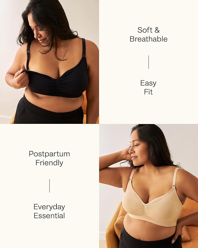 Kindred Bravely Tatum Seamless Sweetheart Bralette Nursing Bras for Breastfeeding, Adjustable, Soft Maternity Bra 2 Pack