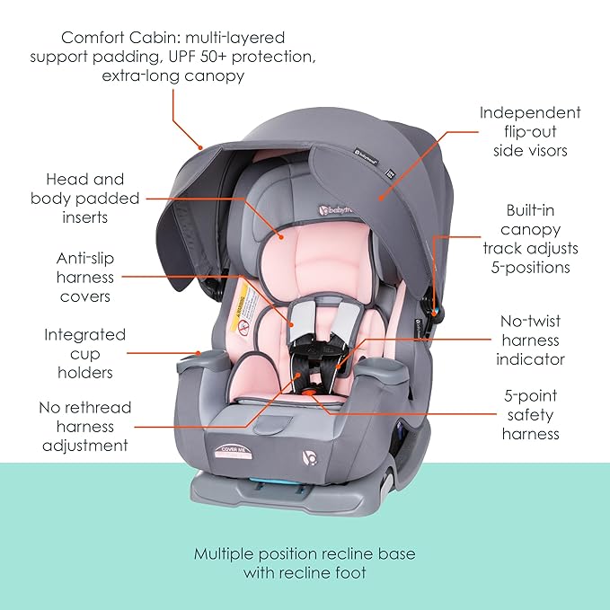 Baby Trend Cover Me 4-in-1 Convertible Car Seat, Desert Pink