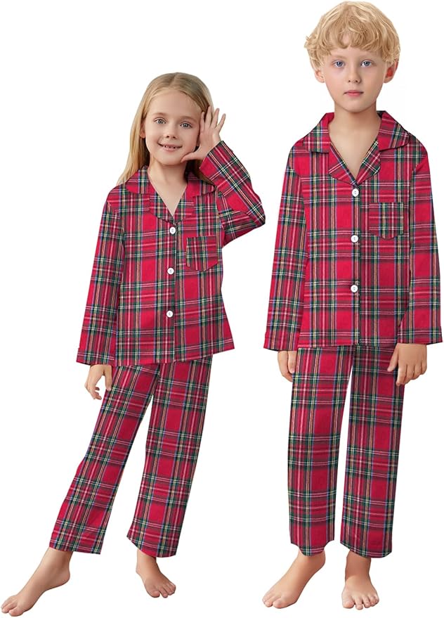 Schbbbta Family Matching Pajamas Holiday Sleepwear Long Sleeve Pjs Sets