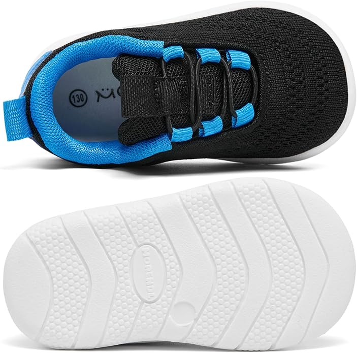 MORENDL Toddler Slip On Sneakers Baby Walking Shoes Non-Slip Breathable Unisex Pink Mesh Lace-Up Athletic Sneakers Infant Running Shoes