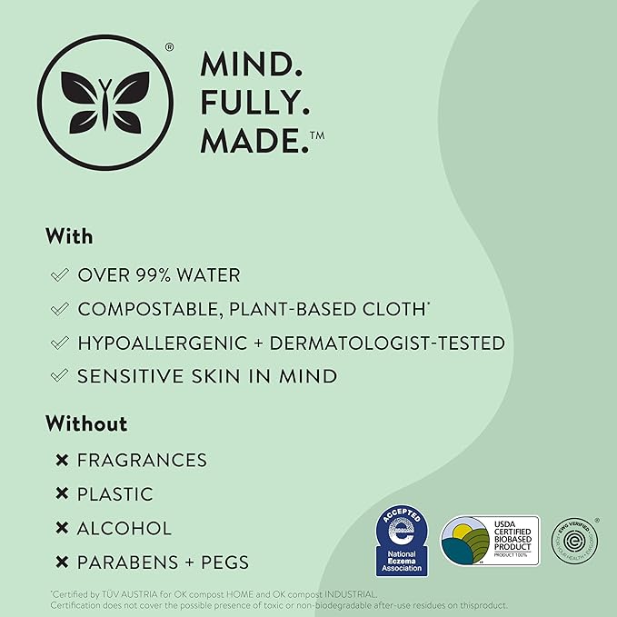 The Honest Company Clean Conscious Multi-Use Wipes Hypoallergenic and Unscented for Sensitive Baby Skin Over 99% Water Compostable Plant Based Baby Wipes Pattern Play 60 Count