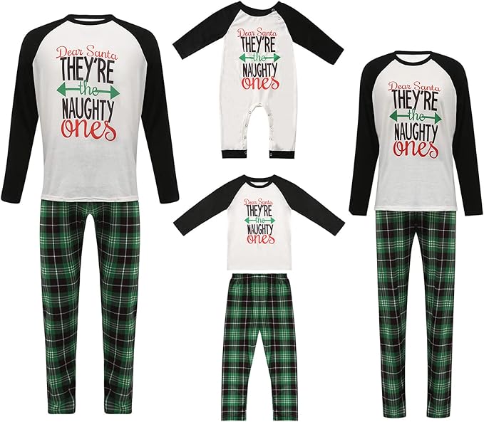 Awoscut Christmas Family Matching Pajamas Christmas Pjs Holiday Nightwear Sleepwear Sets Long Sleeve Pjs