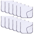 SWEET DOLPHIN 12 Pack Muslin Burp Cloths Large 100% Cotton Hand Washcloths for Baby - Baby Essentials Extra Absorbent and Soft Boys & Girls Milk Spit Up Rags for Newborn Registry - Grey Trim, 20" X10"