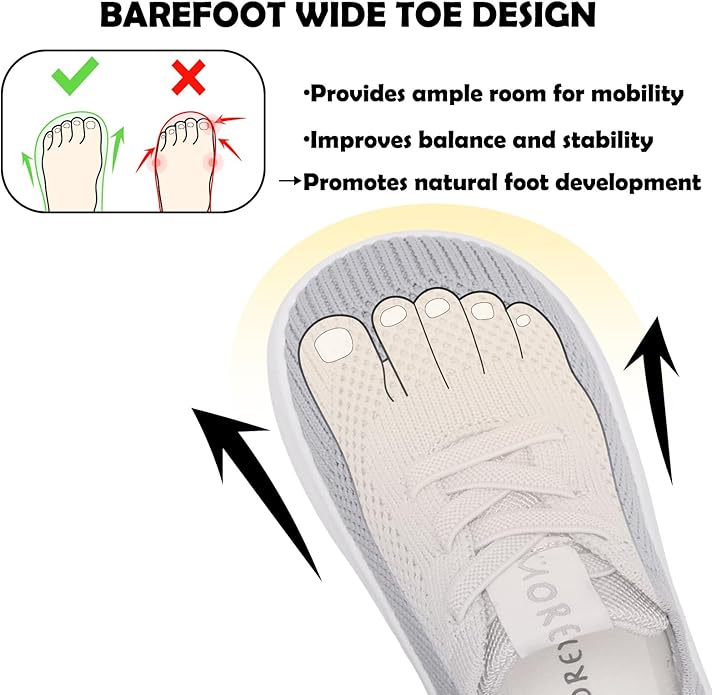 MORENDL Toddler Wide Toe Box Barefoot Shoes Baby First Walking Shoes Boys Girls Non-Slip Zero Drop Minimalist Sneakers