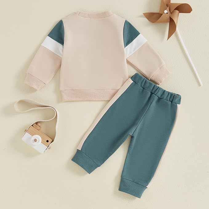 Toddler Baby Boy Fall Outfits Long Sleeve Crew Neck Pullover Sweatshirt + Jogger Pants Set Infant Winter Clothes