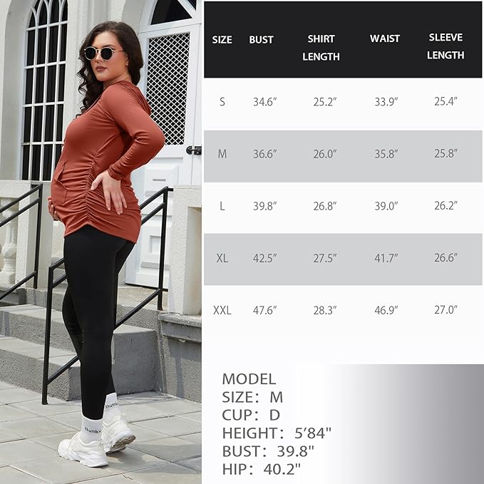 GINKANA Maternity Hoodie Long Sleeves Shirts Casual Maternity Top Pregnancy Sweatshirt Casual Clothes