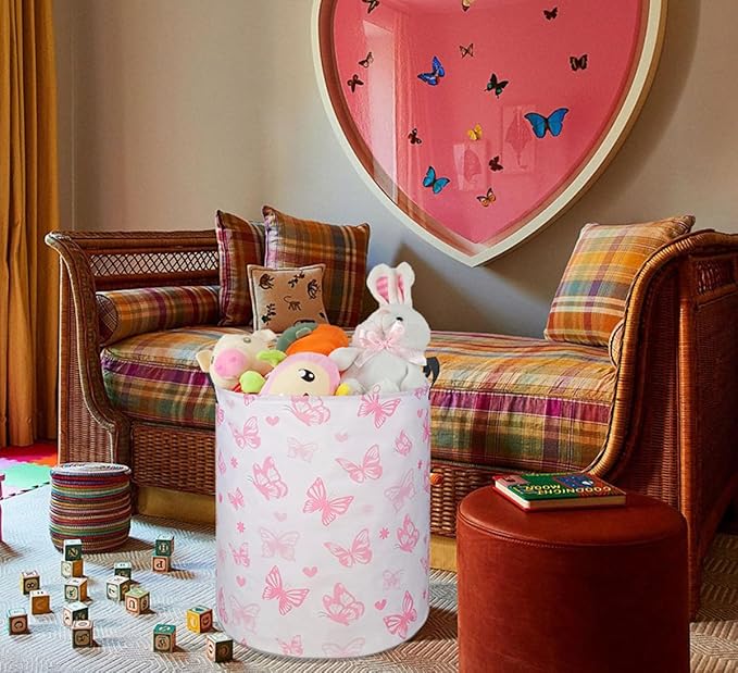 Round Laundry Hamper Storage Basket Laundry Organizer Hamper Storage Bins Clothes and Toys Box Nursery Hamper Gift Basket For Kids with Handles