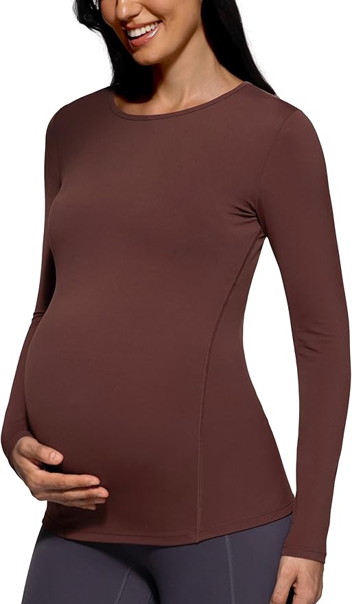 POSHDIVAH Women's Maternity Long Sleeve T Shirts Scoop Neck Pregnancy Tee Top Mama Clothes