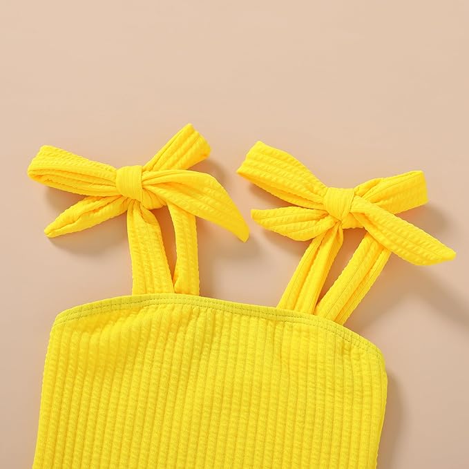 Happy Town Toddler Swimsuit Girl Solid Color Stripe One-Piece Baby Bathing Suits