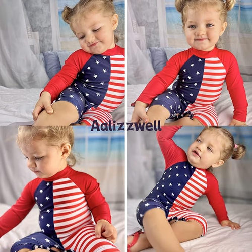 Aalizzwell Baby Girls Long Sleeve One Piece Bathing Suit with Hat
