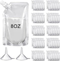Meanplan 100 Pcs Plastic Pouches Bulk Reusable Squeeze Pouches Clear Plastic Juice Leak Proof Bags with Funnel for Party Favors Supplies(8 oz,Inclined Mouth)