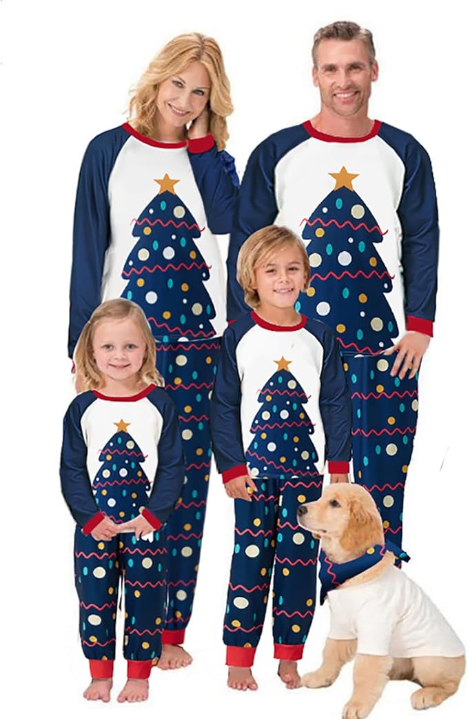 Awoscut Christmas Family Matching Pajamas Christmas Pjs Holiday Nightwear Sleepwear Sets Long Sleeve Pjs