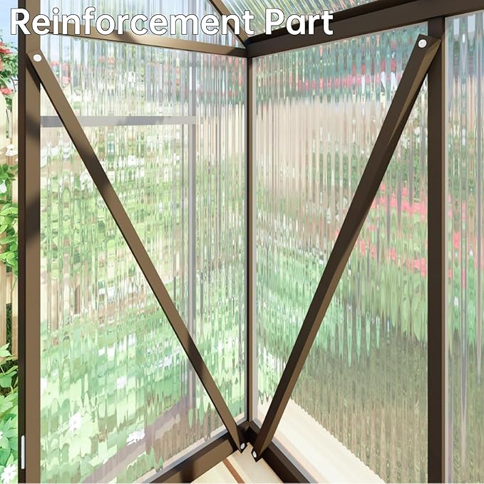 CQZY 6x4 FT Greenhouse for Outdoors, Polycarbonate Greenhouse with Quick Setup Structure and Roof Vent, Aluminum Large Walk-in Green House for Outside Garden Backyard, Dark Gray