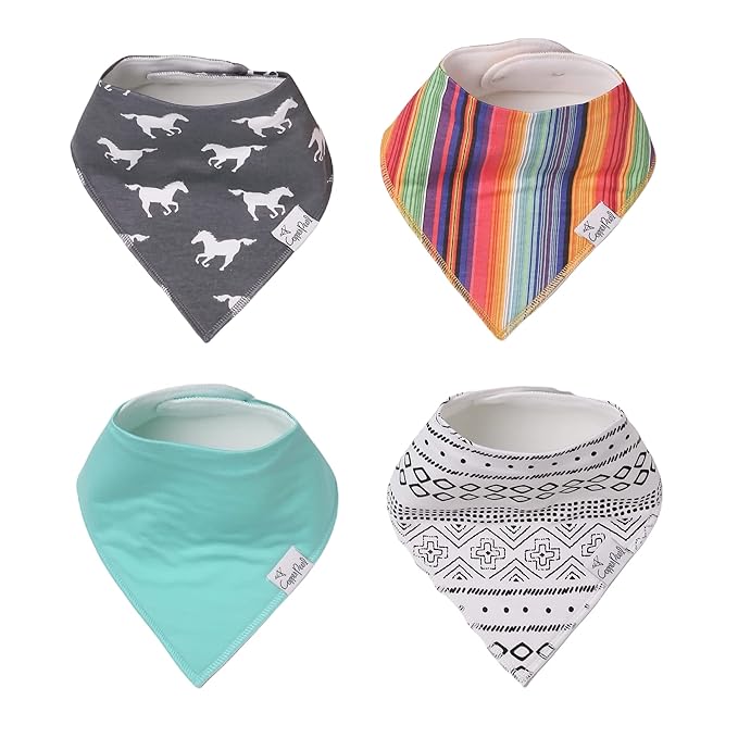 Copper Pearl 4 Pack Soft Cotton Baby Bibs for Drooling and Teething, Absorbent Drool Bibs for Baby Girl and Boy, Adjustable to Fit Newborns to Toddlers, Tons of Styles (Westyn)