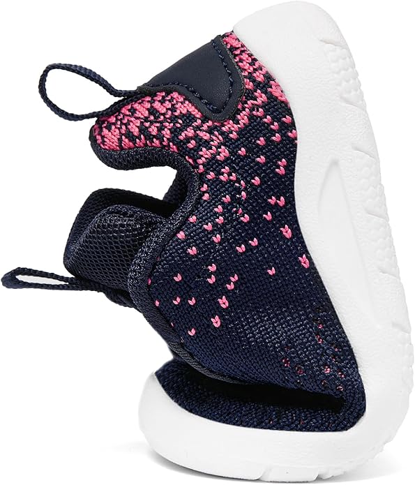 MORENDL Toddler Slip On Sneakers Baby Walking Shoes Non-Slip Breathable Unisex Pink Mesh Lace-Up Athletic Sneakers Infant Running Shoes