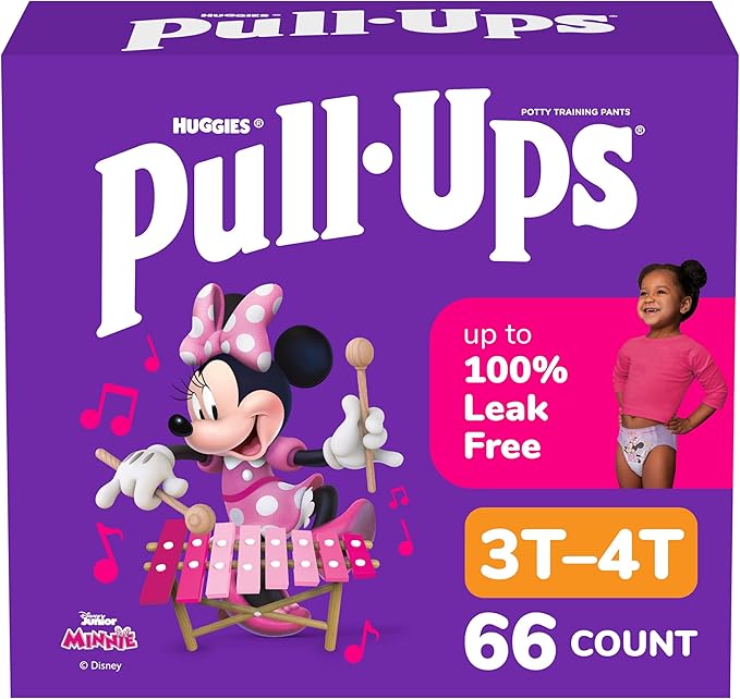Pull-Ups Girls' Potty Training Pants, Size 3T-4T Training Underwear (32-40 lbs), 66 Count