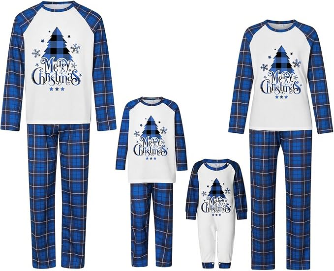 Awoscut Christmas Family Matching Pajamas Christmas Pjs Holiday Nightwear Sleepwear Sets Long Sleeve Pjs