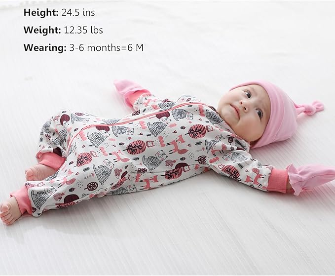 Newborn Baby 2-way Zipper Romper Cotton One-piece Jumsuit 3-pack, 0-24 Months