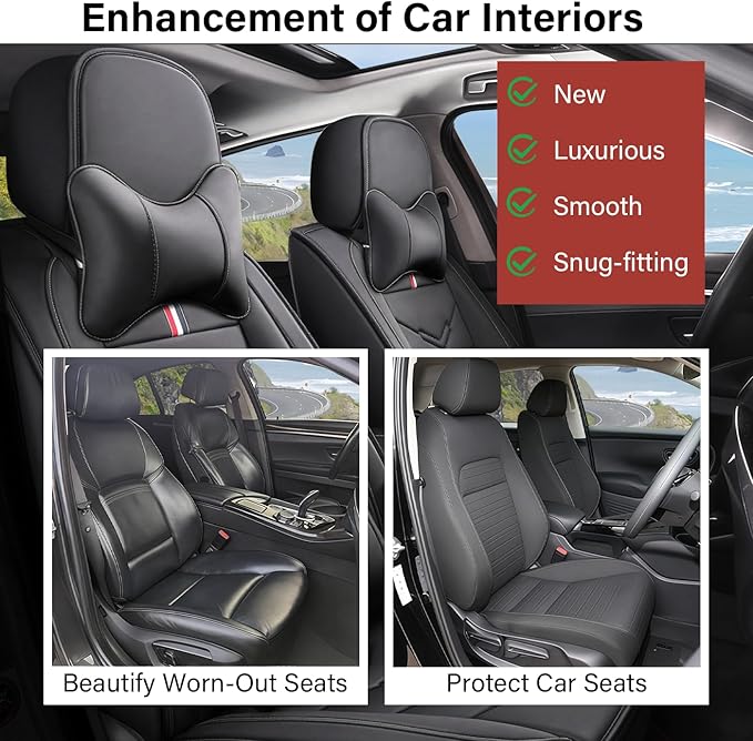 Leather Car Seat Covers Fit for LR Range Rover Sport 2023-2025, 5 Seater Waterproof and Wear-Resistant Seat Cover Interior Accessories(Full Set with Pillow,Black)