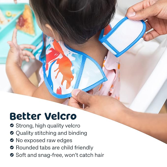Tiny Twinkle Mess Proof Baby Bibs for Eating – Waterproof, Wipeable Toddler Bibs with Pocket – Baby Food Bibs for Girls & Boys(3 Pack, Space)
