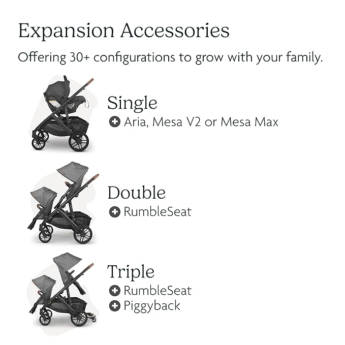 UPPAbaby Vista V3 Stroller + Bassinet V3 - Convertible Single-To-Double Stroller System- Bassinet, Toddler Seat, Bug Shield, Rain Shield Included-Greyson (Charcoal Mélange/Carbon Frame/Saddle Leather)