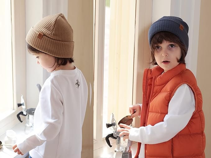 Moon Kitty 2PCS Baby Beanie Soft Toddler Beanie Warm Knitted Infant Winter Hats for Baby Boys