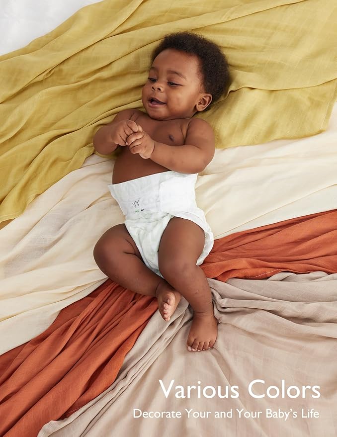 Momcozy Muslin Swaddle Blankets, Ultra Soft Neutral Swaddle Blanket, Breathable Large 47'' x 47'' Baby Infant Newborn Boys Girls Swaddling Receiving Blanket Wraps, Retro Red Brown