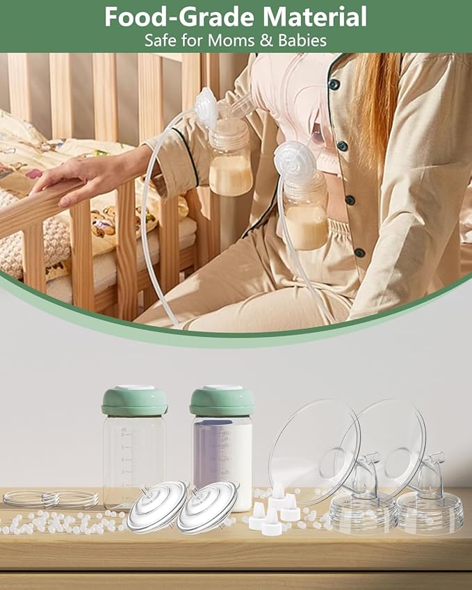Breast Pump Parts Compatible with Spectra S1/S2/9 Plus/Synergy Gold, Full Set Replacement Parts for Spectra Include 21mm Flange, Duckbill Valve, Backflow Protector, Tubing, Bottle, Not Original Parts