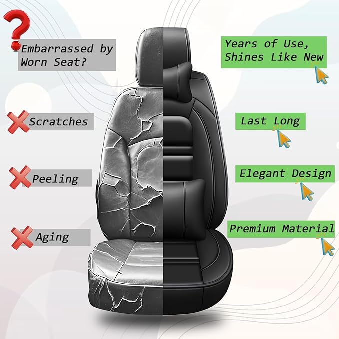 Car Seat Covers for Cadillac SRX 2004-2016 | 5-Seats Seat Covers, Waterproof Seat Protectors, Automotive Seat Covers (Full Set with Pillow,Black)