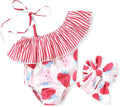 Toddler Baby Girls Ruffles Bikini One Piece Swimsuits Floral Off Shoulder Swimwear Beach Bathing Suit