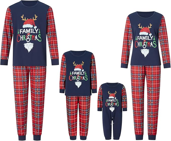 Awoscut Christmas Family Matching Pajamas Christmas Pjs Holiday Nightwear Sleepwear Sets Long Sleeve Pjs