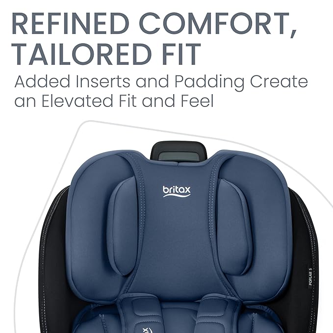 Britax Poplar S Convertible Car Seat, 2-in-1 Car Seat with Slim 17-Inch Design, ClickTight Technology, Arctic Onyx