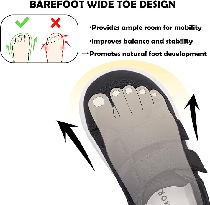 MORENDL Wide Toe Box Shoes Toddler Barefoot Shoes Baby Walking Shoe Boy Girl Non-Slip Zero Drop Minimalist Sneakers Comfort Tennis Outdoor Activities