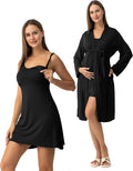 SUNNYBUY Women's Nursing Nightgown Maternity Robe Set, 3 in 1 Labor Delivery Breastfeeding Dress Postpartum Sleepwear