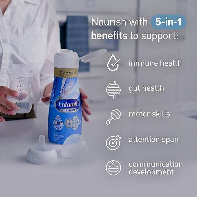 Enfamil Optimum (Enspire) Ready-to-Feed Baby Formula, Our Closest to Breast Milk, Brain-Building DHA, 32 Fl Oz, Pack of 6