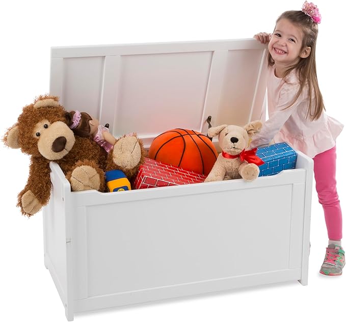 Melissa & Doug Toy Chest, Wooden Toy Storage Box with Safety-Hinged Lid, Kids Toys Storage Organizer for Playroom, Bedroom, & Montessori Classroom Furniture for Boys & Girls Ages 3+