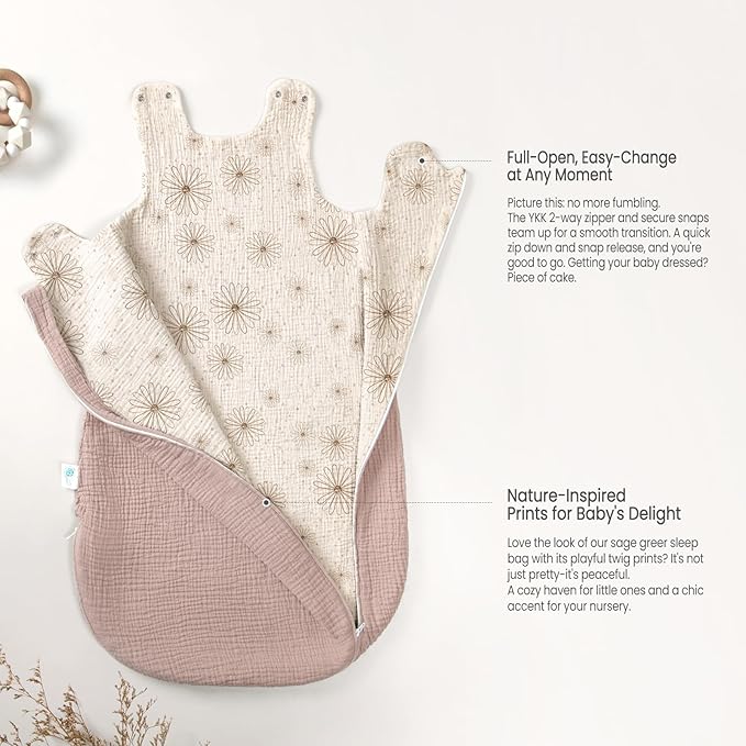 lulumoon Sleep Sack Muslin for Baby: Cotton Wearable Blanket for 9-15 Months - Soft Lightweight Ideal for Nursery Lounge Nighttime Naptime 12-18 Months